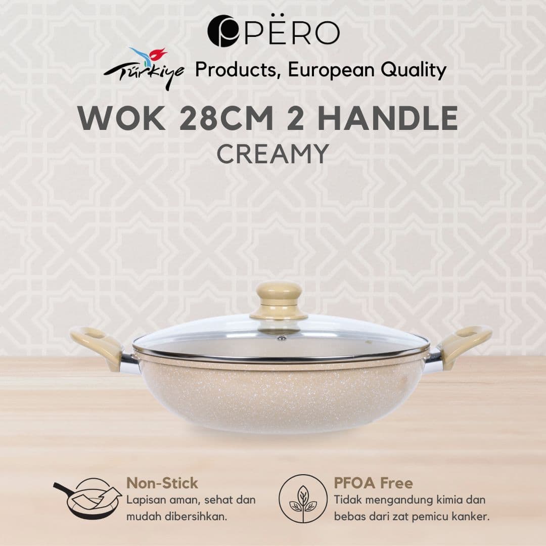 Mercin Wok 28cm With Lid 2 Handle 2
