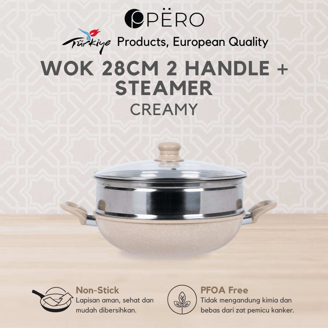 Mercin Wok 28cm With Steamer 2 Handle