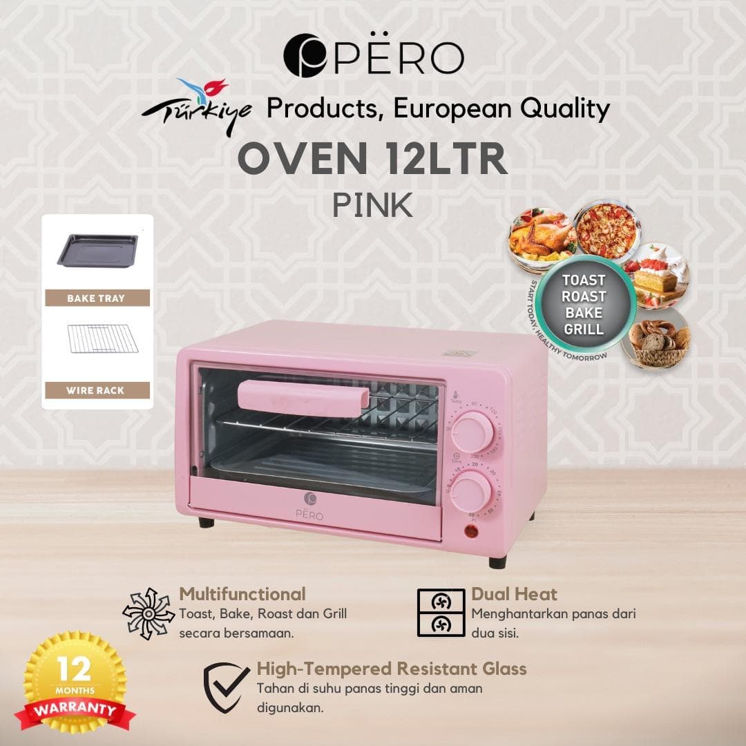 Pero Oven Electric 12 Liter / Oven Listrik Multifungsi Toast Bake Roast Grill Dual Heat