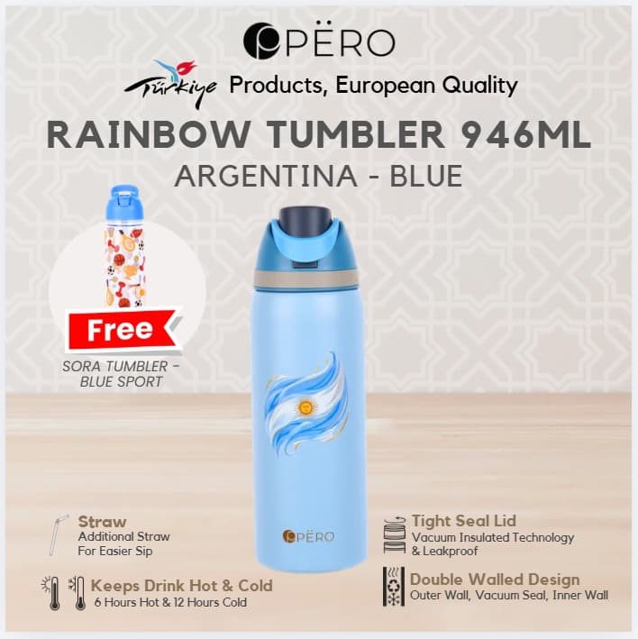 Rainbow Tumbler 946ML Hot & Cold Vacuum Insulated Leakproof + FREE Sora Tumbler / Country Series