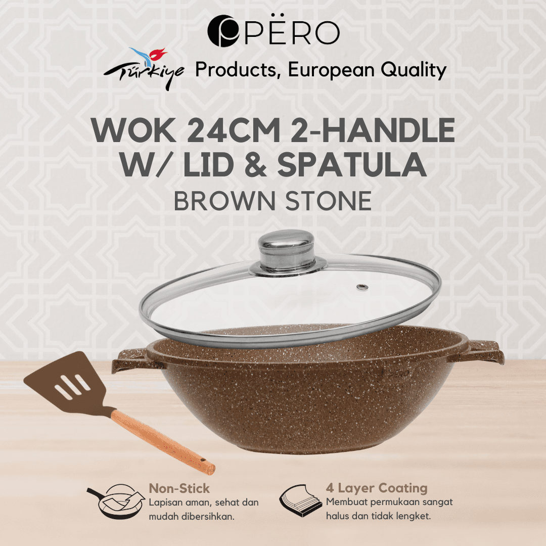 Wok 24cm 2 Handle Free Spatula