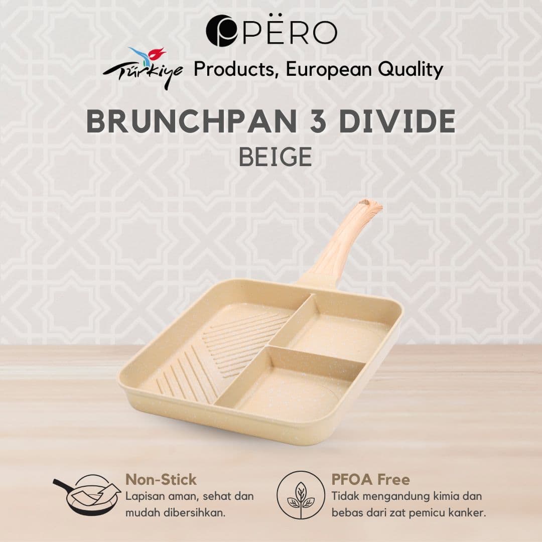 Brunchpan 3 Divide Frypan Anti Lengket PFOA Free Wajan Sekat 3