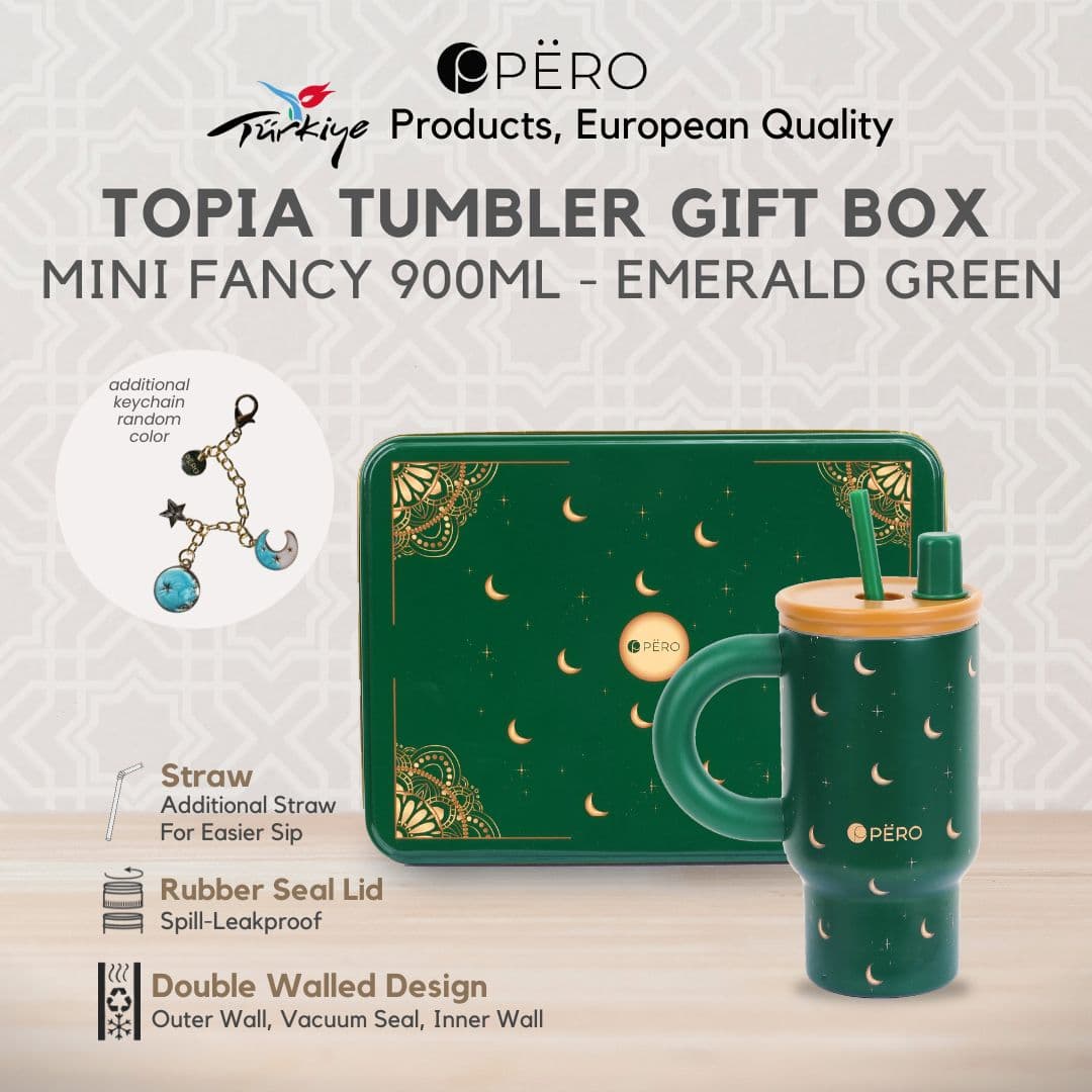 Topia Tumbler Gift Box Mini Fancy 900ml / Vacuum Insulated Stainless Steel Tumbler Set Anti Bocor dengan Sedotan